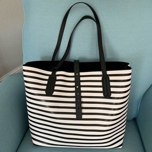 Via Spiga Leather Striped Tote With Snap-in Pouch